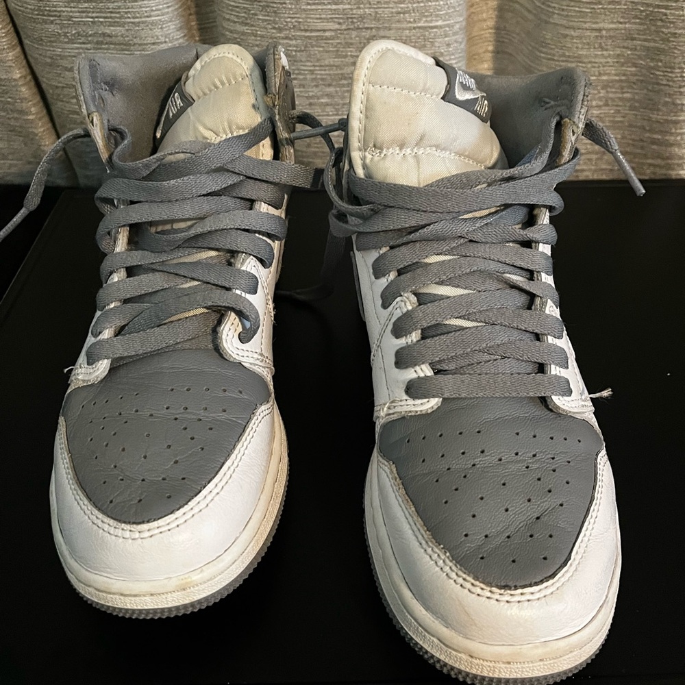 Gray and White High-Top Sneakers